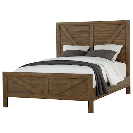 Rustic Reclaimed Pine King Panel Bed